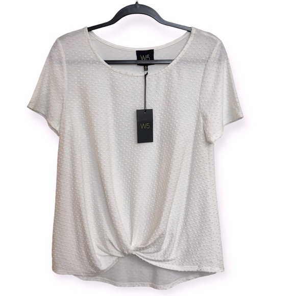 Anthropologie: W5 White Textured Short Sleeve Tee Size M *240 - Picture 1 of 4
